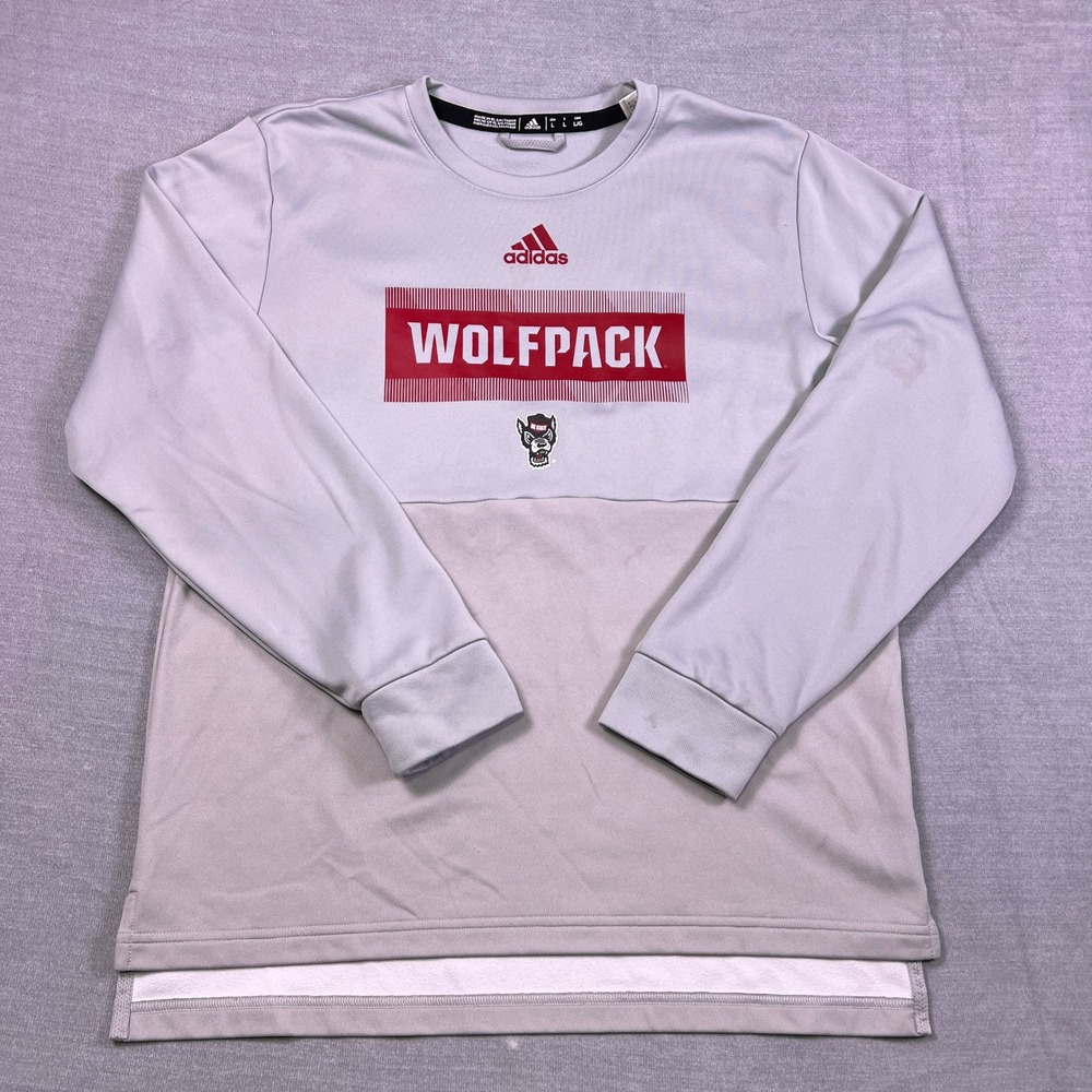 Adidas NC State Wolfpack Aeroready Crewneck Sweatshirt Mens Large Gray Polyester